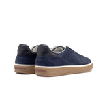 Zerga Mens Suede Leather Sneakers In Navy