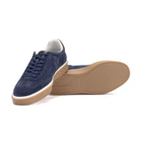 Zerga Mens Suede Leather Sneakers In Navy