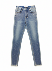 Sissyboy Womens Sleek Clear Sequins Jeans In Medium Vintage