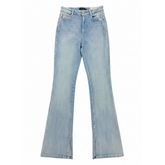 Sissy boy Ladies High Flare with In-leg Slit Jeans In Light Vintage