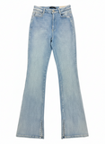 Sissy boy Ladies High Flare with In-leg Slit Jeans In Light Vintage