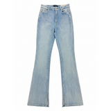 Sissy boy Ladies High Flare with In-leg Slit Jeans In Light Vintage