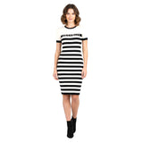 Sissy boy Ladies Stripe Knit Dress In Navy & White