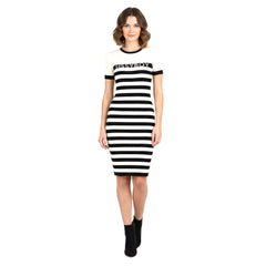 Sissy boy Ladies Stripe Knit Dress In Navy & White