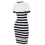 Sissy boy Ladies Stripe Knit Dress In Navy & White