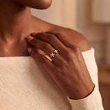 Daisy Diamond Double Flower Split Ring