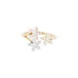 Daisy Diamond Triple Tone Flower Ring