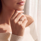 Daisy Diamond Triple Tone Flower Ring