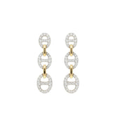 Bond Of Love Full Diamond Triple Link Earrings