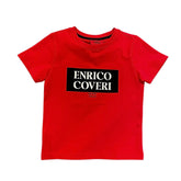 Enrico Coveri Boys Black Box Logo T-Shirt In Red