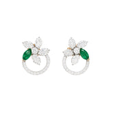 Posy Emerald & Diamond Flower Circle Earrings