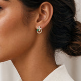 Posy Emerald & Diamond Flower Circle Earrings
