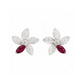 Posy Ruby & Diamond Flower Earrings