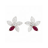 Posy Ruby & Diamond Flower Earrings