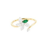 Posy Emerald & Diamond Flower Split Ring