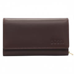 Bossi Womens Medium Leather Flap Closure Purse In Brown