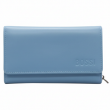 Bossi Womens Medium Leather Flap Closure Purse In Blue