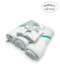 Mother's Choice 3Pc Hooded Towels And 3Pc Facecloths Pretty On A Daily Sunflower iIn White/Turquoise