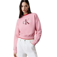 Calvin Klein Womens Monologo Frech Terry Sweartshirt In Pink