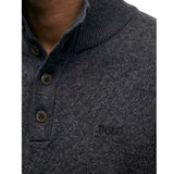 Polo Mens Buttons Neck Knitwear Jersey In Charcoal