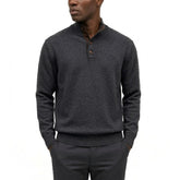 Polo Mens Buttons Neck Knitwear Jersey In Charcoal