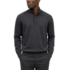 Polo Mens Buttons Neck Knitwear Jersey In Charcoal