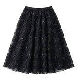 Izabel London Ladies High Waisted Elasticated Mesh Skirt In Black