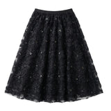 Izabel London Ladies High Waisted Elasticated Mesh Skirt In Black