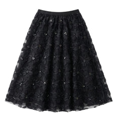 Izabel London Ladies High Waisted Elasticated Mesh Skirt In Black
