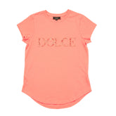 Izabel London Womens Dolce Bling Logo T-Shirt In Coral Pink