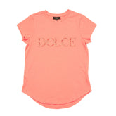 Izabel London Womens Dolce Bling Logo T-Shirt In Coral Pink