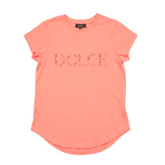 Izabel London Womens Dolce Bling Logo T-Shirt In Coral Pink