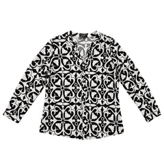 Izabel London Womens Key Hole Printed Blouse In Black & White