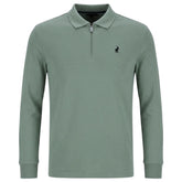 Polo Mens 1/4 Zip Double Face Long Sleeve Golfer In Sage