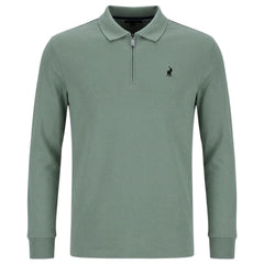Polo Mens 1/4 Zip Double Face Long Sleeve Golfer In Sage