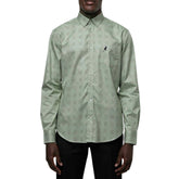 Polo Mens Long Sleeve Micro Check Shirt In Fatigue