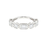 Round and Emerald Alternating Eternity Wedding Band