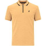 Polo Mens Plain Tipped Zip Golfer In Stone