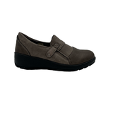 Cusion Walk Ladies Low Wedge Comfort Slip On Shoes In Taupe Multi