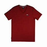 Pony Mens Block Logo V-Neck T-Shirt In Maroon