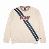 Pony Mens 80's Style Crew Neck Sweatshirt In Beige & Navy