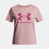 Under Armour Girls Big Logo Short Sleeves T-Shirt In Tourmanline Pink/Fuchsia Dusk