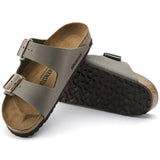 Brikenstock Mens Arizona Birko Flor Nubuk Sandal In Stone