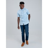 Ben Sherman Mens Short Sleeve Light Blue Linen Shirt