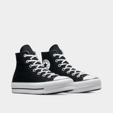 Converse Womens Ctas Lift Hi Canvas Sneakers In Black And White