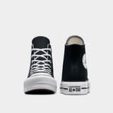 Converse Womens Ctas Lift Hi Canvas Sneakers In Black And White