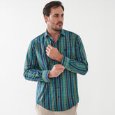 Pringle Mens Long Sleeve Classic Check Shirt In Blue Multi