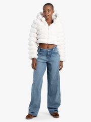 Sissyboy J31939 Faux Fur Quilted Jacket With Hood