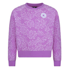 Converse Girls Floral Jacquard Crewneck Sweatshirt In Purple