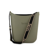 Fenn Gold Zip Black & Plain Black Canvas Tote Bag In Watercress